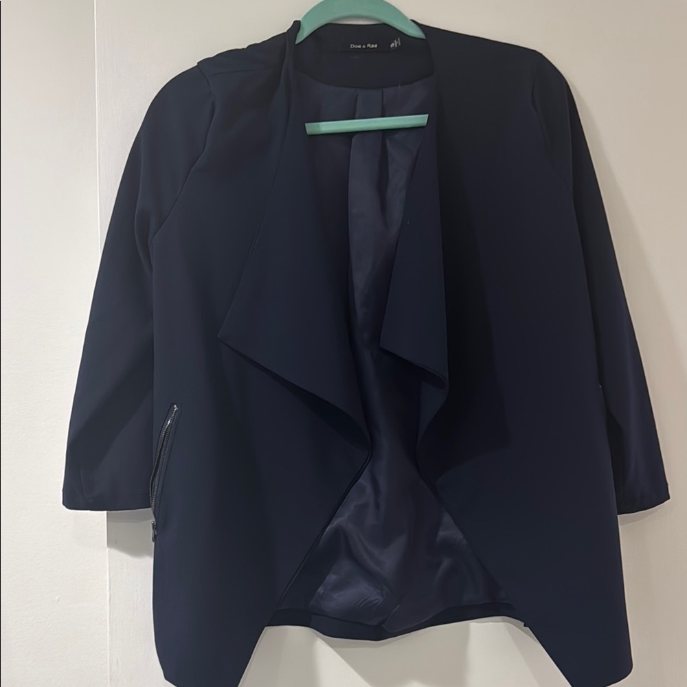 Navy Open Front Blazer
